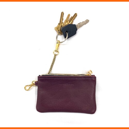 Leather Key Pouch Keychain Pouch Pouch With Long Chain Etsy