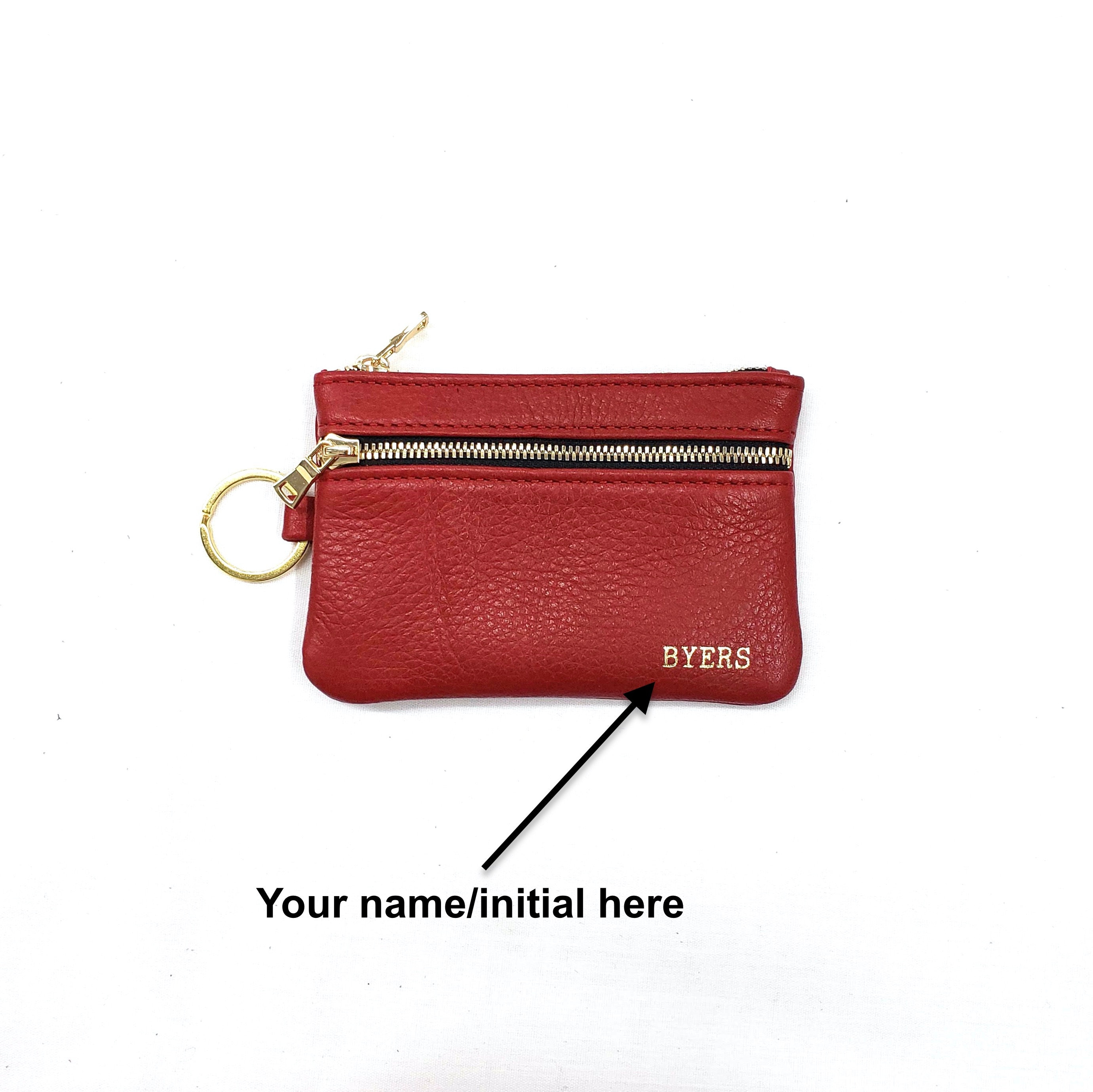 Double Zip Keychain Pouch Leather Keychain Wallet Pouch Etsy