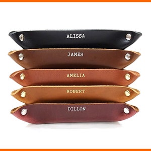 Bandeja de cuero personalizada, bandeja de valet, soporte para billetera y llaves, ideas de regalos para hombres, bandeja de cuero, bandeja de cuero, organizador de escritorio