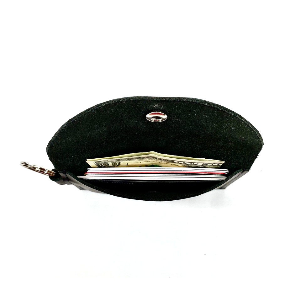 Leather Keychain Wallet Personalized Leather Keychain Card Etsy