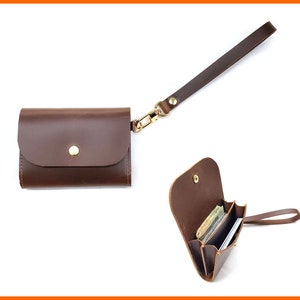 Cartera de piel para la muñeca, Cartera para tarjetas, Cartera para mujer, Cartera mediana, Cartera con correa, Cartera ancha, Ideas de regalo para mujer, Ideas de regalo
