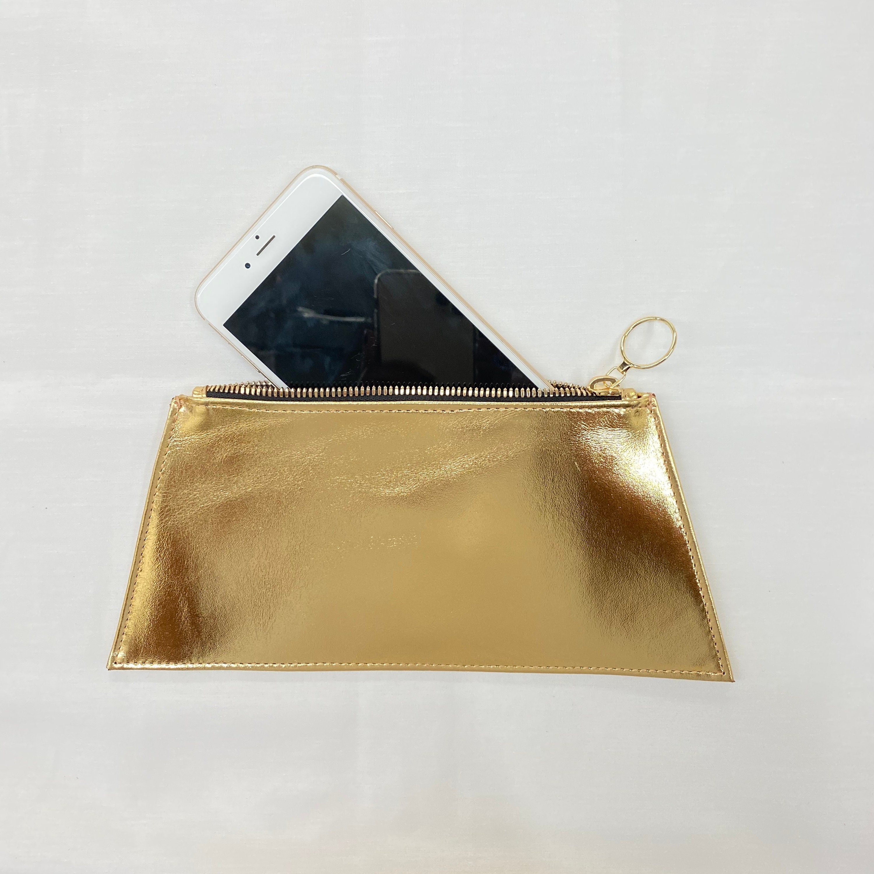 Gold Leather Pouch Leather Clutch Metallic Leather Pouch Etsy