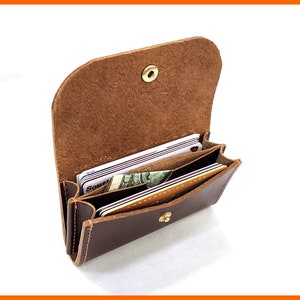 Kompakte Leder Geldbörse, Kartenetui, erweiterbares Portemonnaie, Brieftasche mit Fächern, Damen Geldbörse, Visitenkartenhalter, Handgemacht in den USA