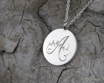 filigree silver chain, customizable with own initial, family chain