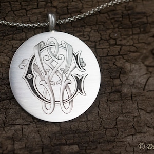 Initial chain, hand-engraved monogram on 925 silver