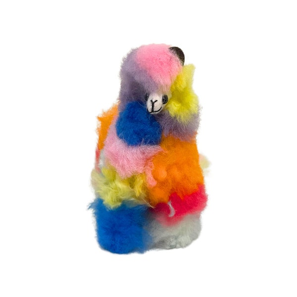 Colorful Alpaca Plush, Rainbow Tutti Frutti Fluffy, Hypoallergenic Fiber Wool Fur, Stuffed Animal, Super Soft Adorable Stress Reliever Toy