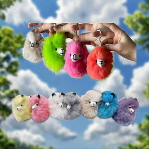 Alpaca Pom Pom Key Chain