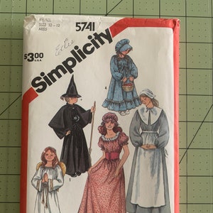 Girls/Womens Halloween Costume Simplicity Pattern 5741 witch angel pilgrim prairie pioneer