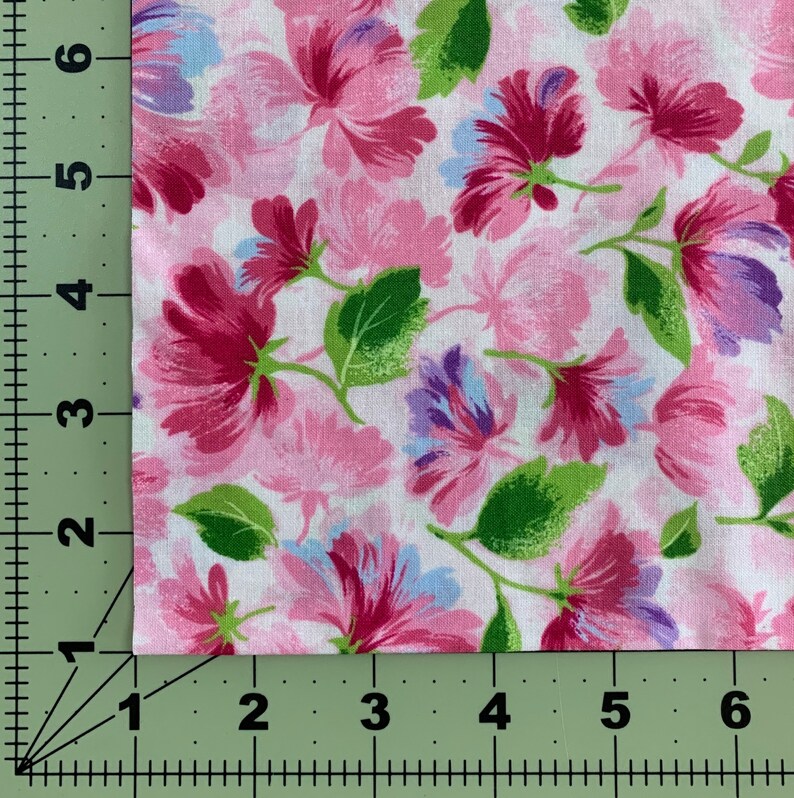 Flowers Floral Watercolor Quilting Fabric 100% Cotton Material Sewing ...