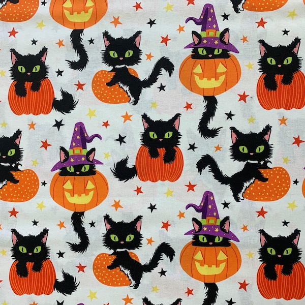Black Cat Halloween Fabric Etsy