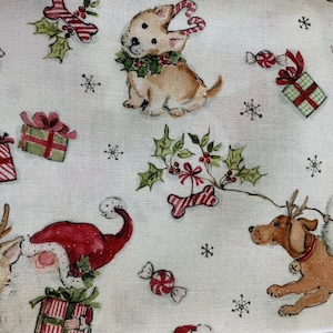 Gnomos y cachorros Tejido de acolchado por Springs Creativo 100% Algodón Material de costura Yardage lindo dibujos animados para niños de vacaciones