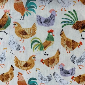 Dale Farm Clothworks 100% Cotton Quilt Material Fabric Sewing Yardage Fat Quarter Chicken Hen Rooster Rebecca Jones
