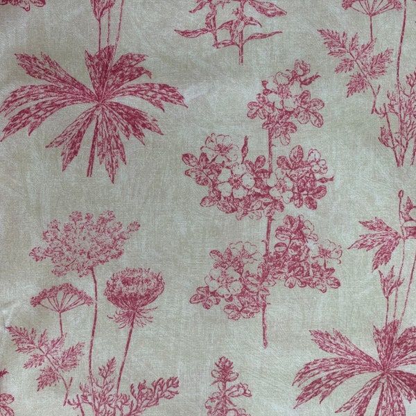 Floral Pink 100% Cotton Tivoli Garden by Wilmington Quilting Fabric Material Sewing Yardage Fat Quarter