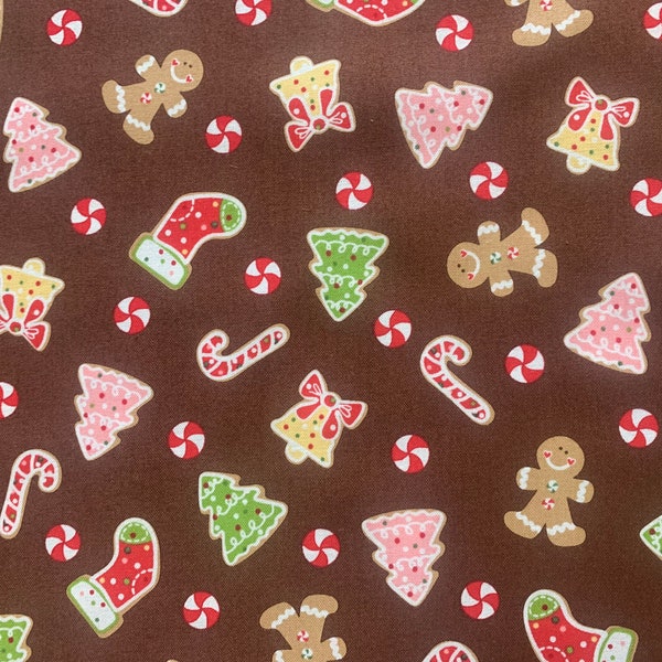 Jingle and Whisk Kimberbell for Maywood Studio 100% Cotton Quilt Material Sewing Yardage Fat Quarter Christmas gingerbread cookies