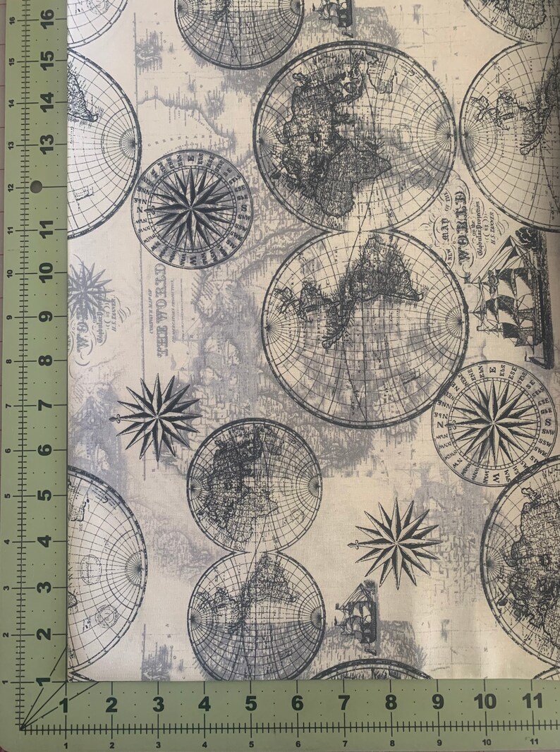 Ocean Maps Quilting Fabric by Lula Bijoux Studio for David Etsy