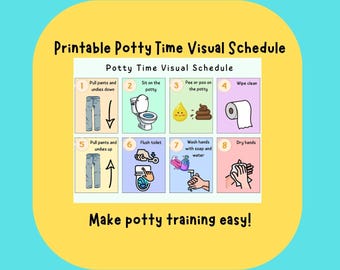 Tabella visiva per l'addestramento al vasino - Routine da bagno stampabile per bambini / Download digitale