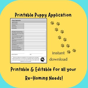 Domanda digitale per cuccioli / Modulo di adozione e screening per cani stampabile e compilabile