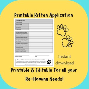Bearbeitbare Anwendungsvorlage für die Adoption von Kätzchen (digitaler Download)