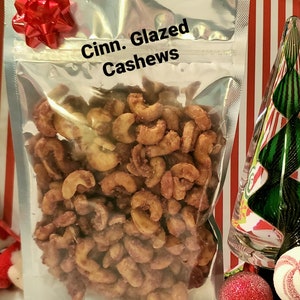 Cinnamon roasted cashews, cashews, cinnamon roasted nuts, snack gift, gift food, gluten free, vegan, Bavarian nuts, gifts, glazed, nuts image 3