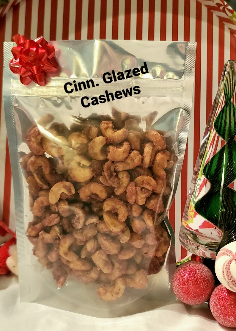 Cinnamon roasted cashews, cashews, cinnamon roasted nuts, snack gift, gift food, gluten free, vegan, Bavarian nuts, gifts, glazed, nuts image 3