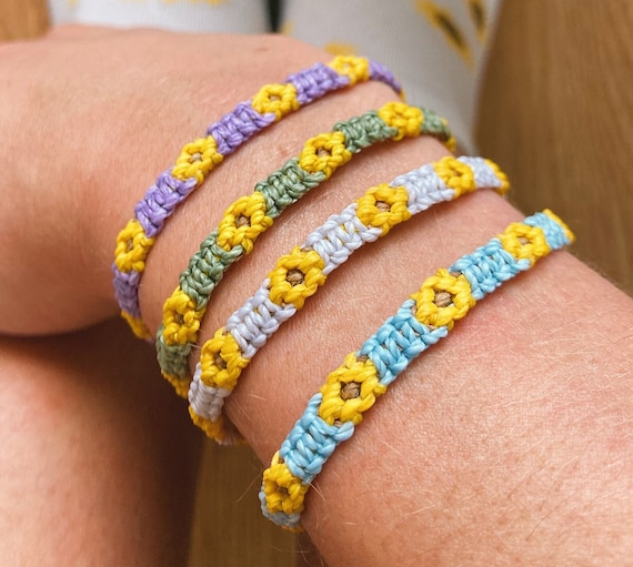 Sunflower Friendship Bracelet Pattern Flower Plaited Bracelets