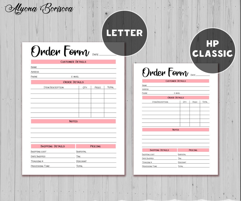 Order Form Printable Template Etsy Seller Supplies Etsy