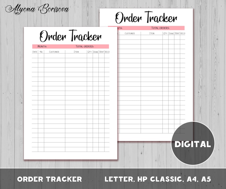 Order Tracker Printable Template Etsy Seller Supplies Etsy