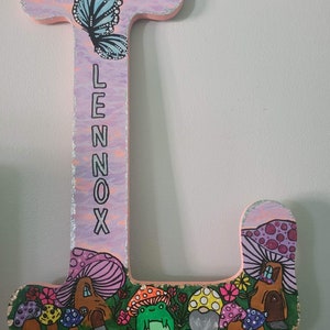 Benutzerdefinierter handbemalter Cottage Core 18 ”Brief, Pilz Feengarten, Mystischer Cottage Core, Custom One of a Kind