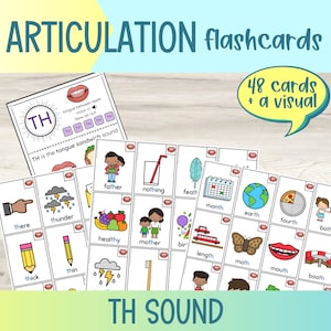 印刷可能な TH 音発音フラッシュカード | 言語療法 | 発音絵カード | ドリル フラッシュ カード | 初期、中期、最終