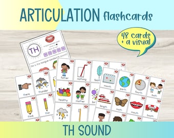 Printable TH Sound Articulation Flashcards | Speech Therapy | Articulation Picture Cards | Drill Flash Cards | Initial Medial Final