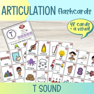 印刷可能な T 音発音フラッシュカード | 言語療法 | 発音絵カード | ドリル フラッシュカード | 初期、中期、最終
