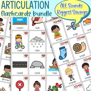 BIG Bundle de cartes-éclair d'articulation | Orthophonie | Cartes illustrées de perceuse | Matériaux orthopédiques élémentaires | Fiches techniques | Premiers et derniers sons