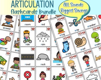 Printable Articulation Flashcards Bundle with Data Sheets | Speech Therapy, Early & Later Sounds (Digital Download)