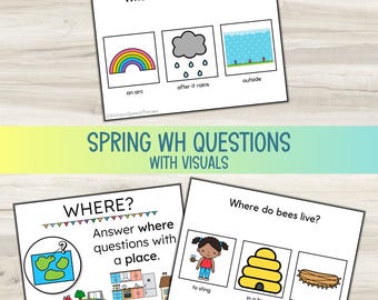 Spring WH Questions Task Cards with Visuals | Speech Therapy (Digital Download)