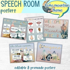 Boho Mountain Logopedposters | Redigerbar Logopeddekor (Digital Nedladdning)