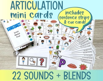 Printable Articulation Picture Cards | Mini Articulation Flashcards | Portable Ring Speech Therapy Cards