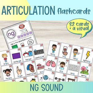Wydrukowane karty z ćwiczeniami artykulacyjnymi NG Sound Articulation | Terapia mowy | Karty obrazkowe z ćwiczeniami artykulacyjnymi | Karty ćwiczeń z ćwiczeniami | Medial Final