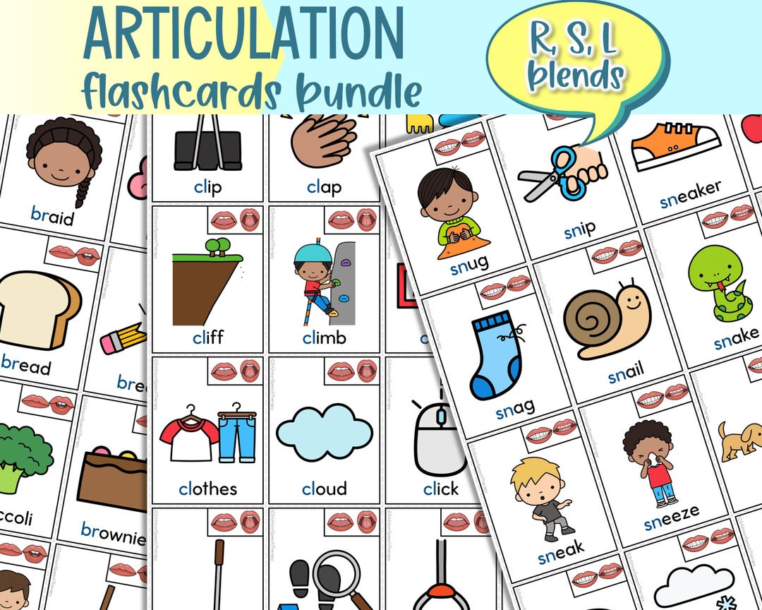 R S L Blends Articulation Flashcards Bundle | Speech Therapy (digital ...