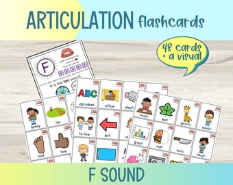 Printable F Sound Articulation Flashcards | Speech Therapy | Articulation Picture Cards | Drill Flash Cards | Initial Medial Final