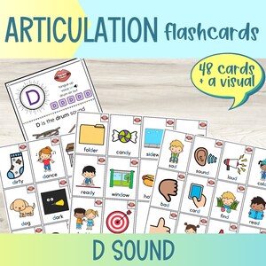 Afdrukbare D-geluidsarticulatie-flashcards | Logopedie | Articulatie prentkaarten | Boor Flash-kaarten | Eerste mediale finale