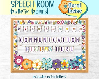 Floral Welcome to Speech Therapy Bulletin Board Kit | SLP Decor (Digital Download)