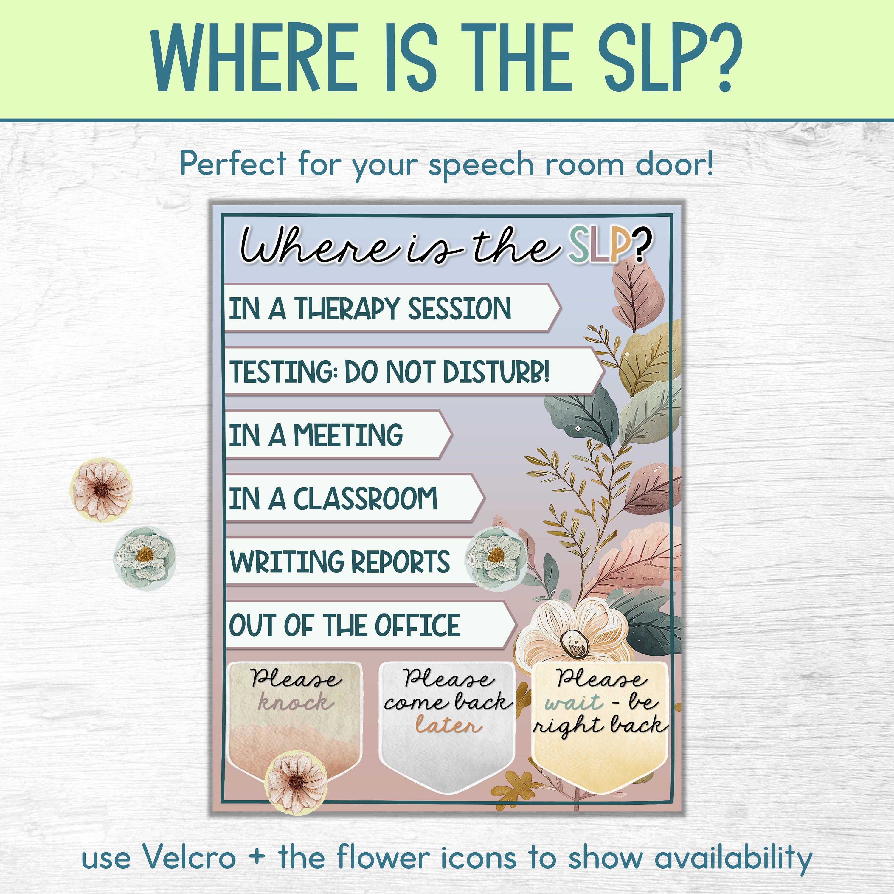 Boho Mountain Where is the SLP Door Sign Hanger | Editable Speech ...