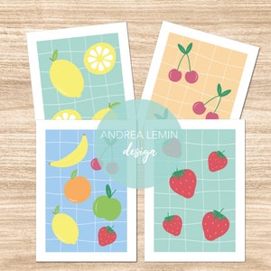 Lot de 4 cartes postales de fruits