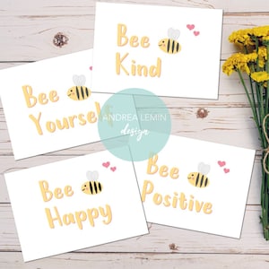 Lot de 4 cartes postales abeilles