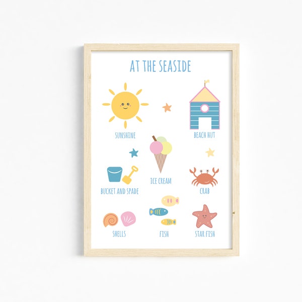 Seaside print, nursery seaside poster, beach print