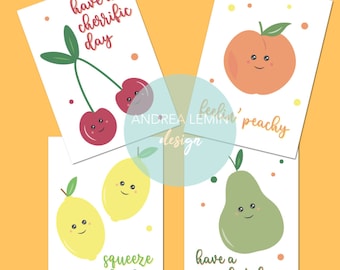 Cute fruits positive postcard pack