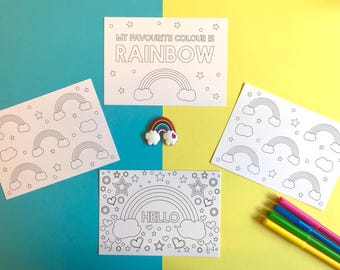 Rainbow colouring postcards, pack of 4