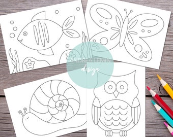 Animal colouring postcards