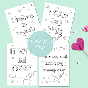 Cartoline da colorare positive, confezione da 4
