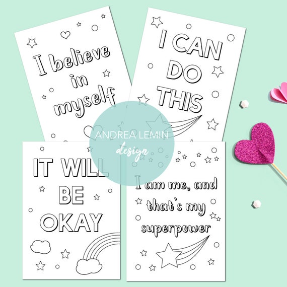 Positive colouring postcards, pack of 4